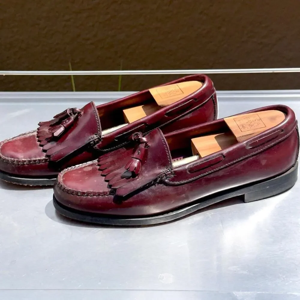 G.H. bass Co Weejuns Burgundy Leather Loafers with Tassel - Size 9 1/2 D